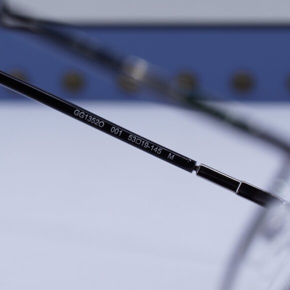 Gucci GG1352O 001 Rectangle Eyeglasses - Shiny Ruthenium/Black 53mm - Picture 8 of 12